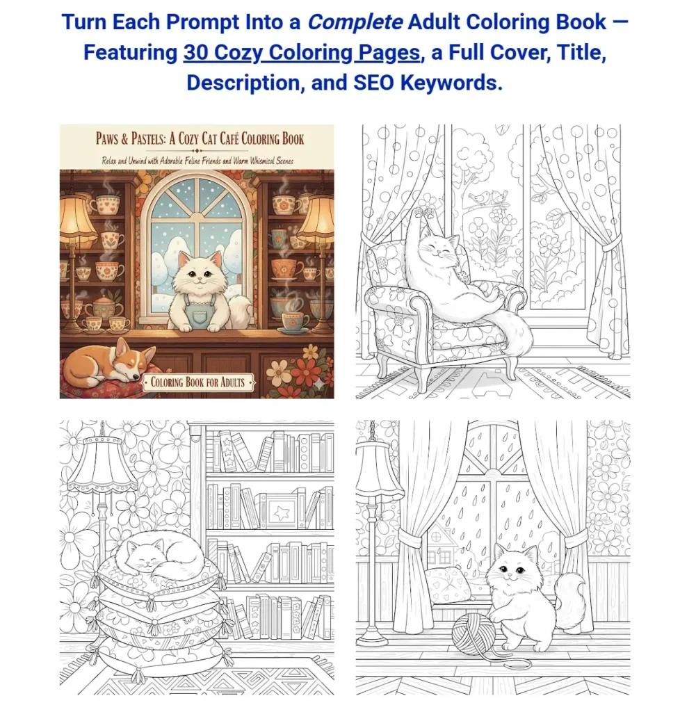 342 Prompts for cute & cozy coloring books