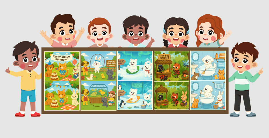 Animal Spot The Difference Prompt Kit