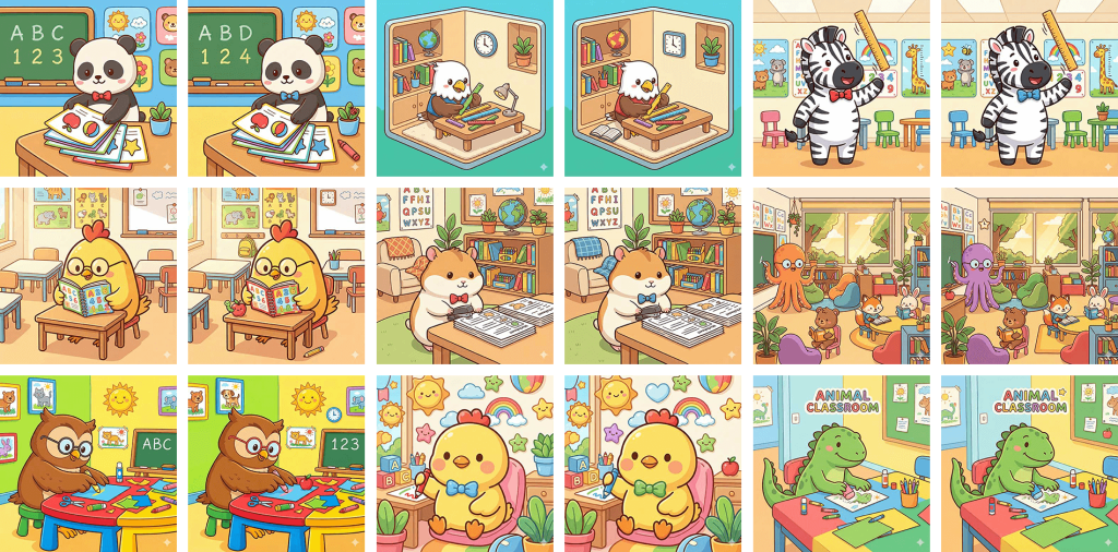 Animal Spot The Difference Prompt Kit