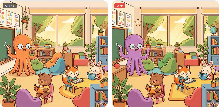 Animal Spot The Difference Prompt Kit