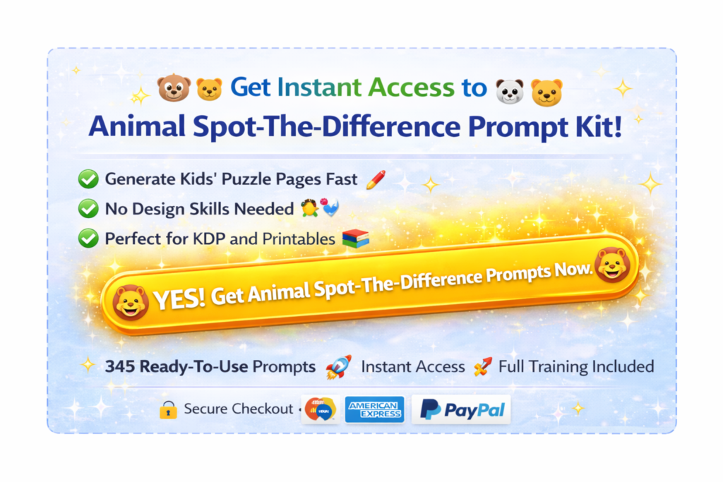 Animal Spot The Difference Prompt Kit